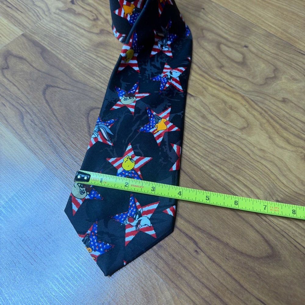 Looney Tunes Mania Men's Tie American Flag Stars 1995 90s Patriotic Warner Bros - Picture 5 of 8
